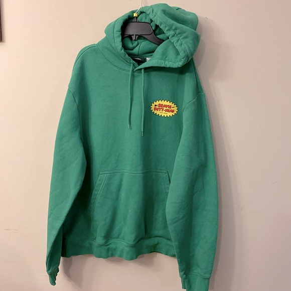 H&M bra is and butt-head green regular fit sweatshirt hoodie kangaroo pocket - Picture 2 of 14
